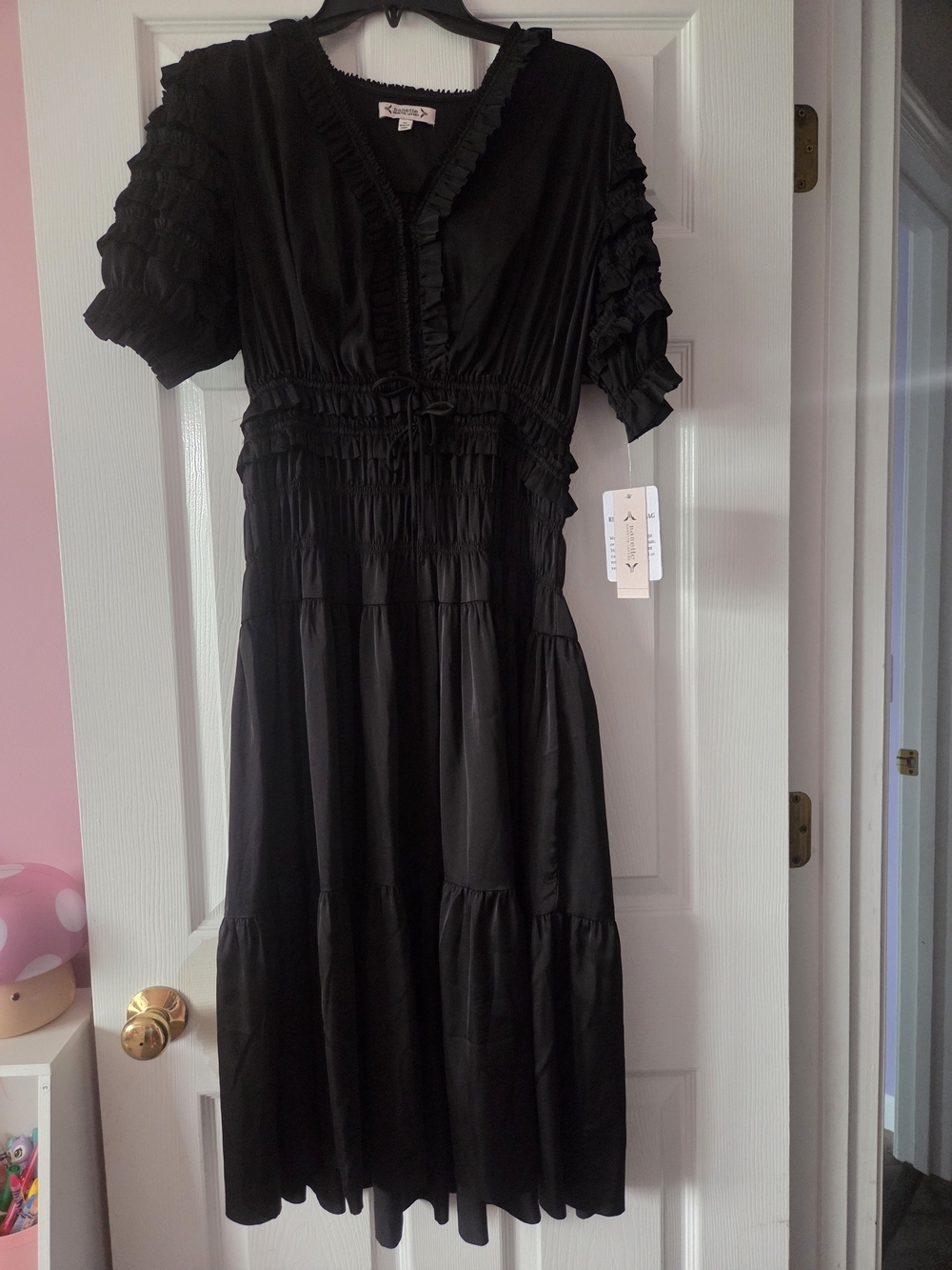 Nanette Lepore Black Ruffle-Sleeve Dress Size 10 NWT